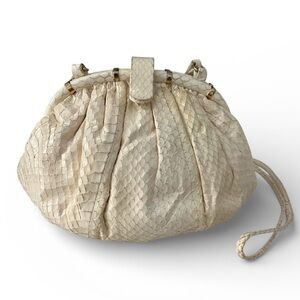 Lisette New York Vintage Cream Snakeskin Crossbody Purse